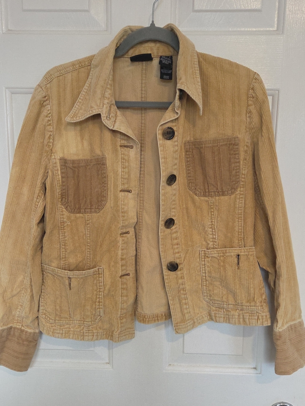Axcess Women's Tan Corduroy Button-Front Jacket~ Size Large